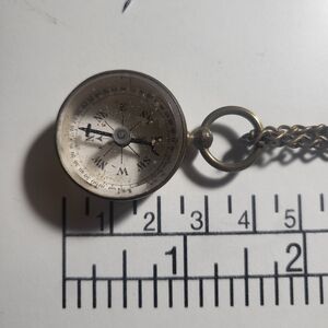 Antique Brass Pocket Compass with Chain